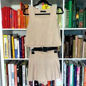 Cream Linen Short Set size Small